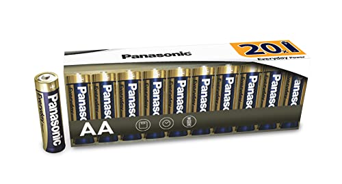 Panasonic EVERYDAY POWER Pila alcalina AA Mignon LR6 1.5 V, Para una energía fiable, Paquete sin plástico con 20 unidades