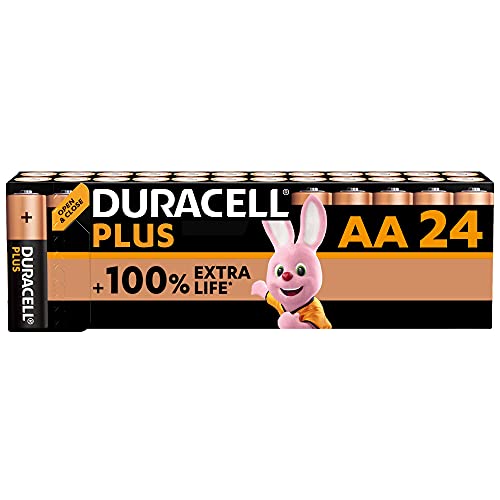 Duracell - Pilas alcalinas Plus AA, 1.5 Voltios LR6 MN1500, paquete de 24, Exclusivo de Amazon