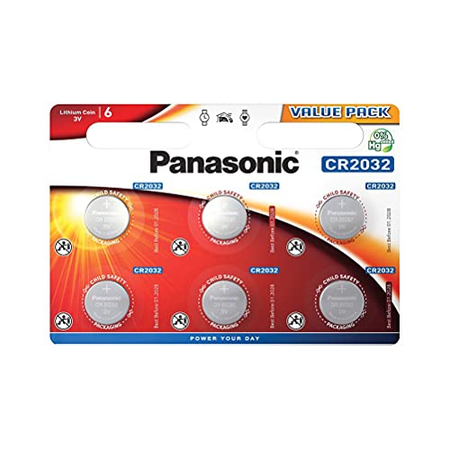 ‎Corp. Panasonic CR2032 Pila botón de Litio 3V, 225mAh, Blister de 6
