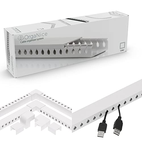 Organizador de Cables Universal para Oficina y hogar, TV/HiFi, canaletas Color Blanco, Piezas y Conectores incluidos