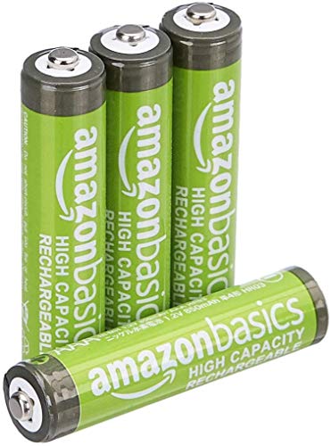 Amazon Basics - Pilas AAA recargables de alta capacidad, precargadas, paquete de 4 (el aspecto puede variar)