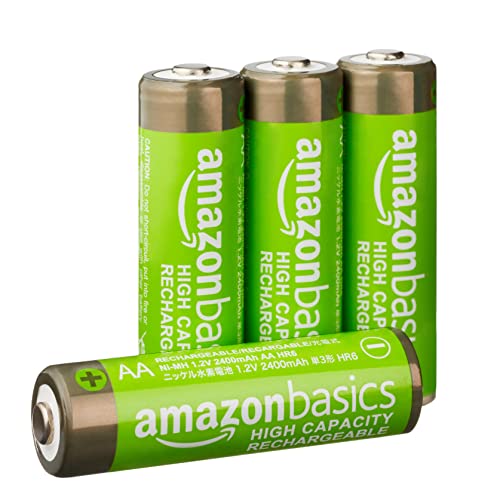Amazon Basics - Pilas AA recargables de alta capacidad, precargadas, paquete de 4 (el aspecto puede variar)